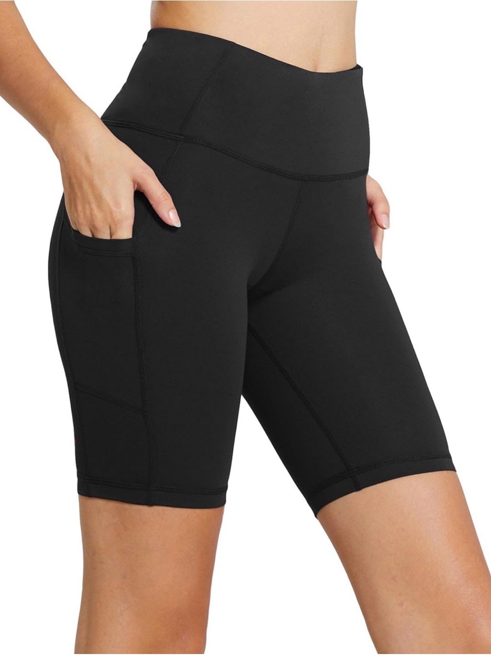 NWT 8 inch BALEAF Black High-Waist Women's Bike Shorts w/ Side Pockets Size XL